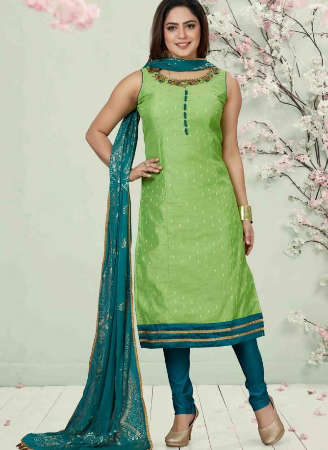 N F Churidar 04 Latest New Exclusive Fancy Designer Casual Wear Chanderi Silk Salwar Suit Collection